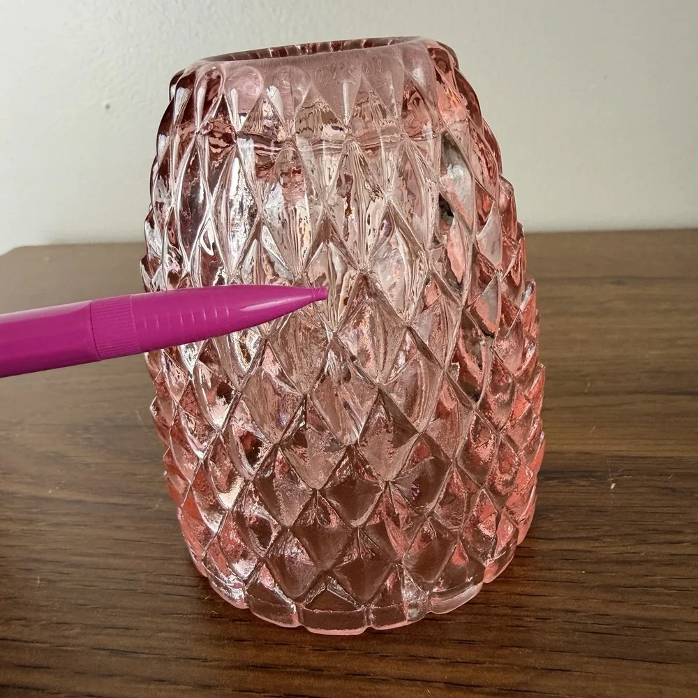 Vintage Pink Diamond Pineapple Fairy Lamp Shade Top Brooke Crescent Style Glass